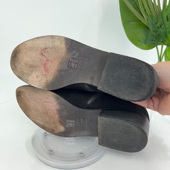 Eileen Fisher Women's Billie Boot Size 7.5 Black Tumbled Nubuck Bootie Ankle - Picture 10 of 14